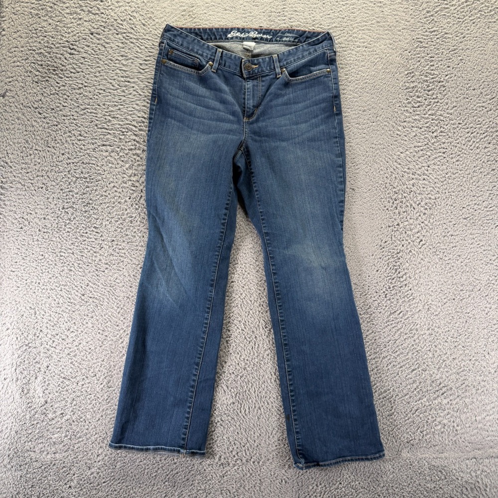 Eddie Bauer Jeans Womens 10 Blue Cotton Denim Bootcut Leg Curvy Faded Stretch